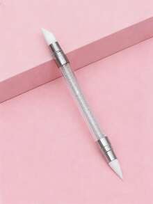 1/2pcs White Diamond Nail Art Silicone Embossing Pen, Multi-Function Dual-Head Silicone Pen, Sticker Pressing Rod, Carving Embossing Pen, Nail Art Auxiliary Tool, 5pcs/Pack Wholesale - White - View 5