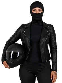 Kit Camiseta Blusa Termica Peluciada Manga Longa + Balaclava Touca Articulada Pra Inverno Corpo Aquecido Frio Moto - Camiseta PRETA/ Touca PRETA - Visão 10