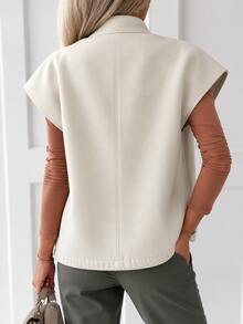 Áo vest nữ thời trang mới phong cách tối giản casual dáng rộng với túi lớn - Màu be - Xem 5