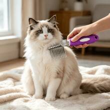 2 buah Sisir Penghilang Kusut Hewan Peliharaan, Sikat Perawatan Hewan Peliharaan dengan Gigi Bulat dari Baja Tahan Karat, Alat Penghilang Kusut Bulu Anjing dengan Pegangan Anti Selip, Sisir Bebas Goresan, Digunakan untuk Menghilangkan Kusut, Simpul, dan Bulu yang Rontok, Cocok untuk Hewan Peliharaan Berbulu Panjang dan Pendek - MultiWarna - View 1