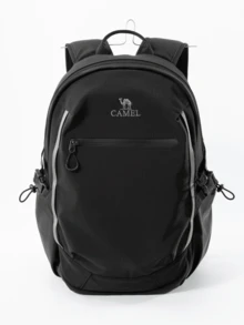 CAMEL CROWN 戶外背包，適合國中、高中及大學生的休閒輕量背包，適用於戶外運動、徒步旅行與登山 - 暗夜黑 - 查看 1