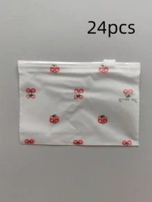 24pcs/12pcs Cherry Blossom Cartoon Pattern PVC Gift Bags, Waterproof, Moisture-Proof, Reusable, Suitable For Storing Jewelry, Stationery, Cosmetics And Other Small Items - Multicolor - View 12
