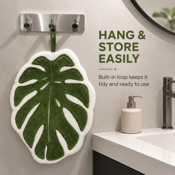 Leaf-Shaped Microfiber Towels, Highly Absorbent Hand Towels With Hanging Loops, Soft Decorative Towels For Bathroom, Kitchen & Home