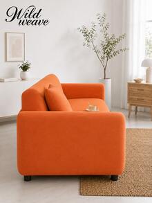 1pc Solid Color Milk Silk Sofa Cover, Machine Washable, Includes 1 Matching Unfilled Pillow, Pet Scratch Resistant, Sofa Protector - Burnt Orange - View 7