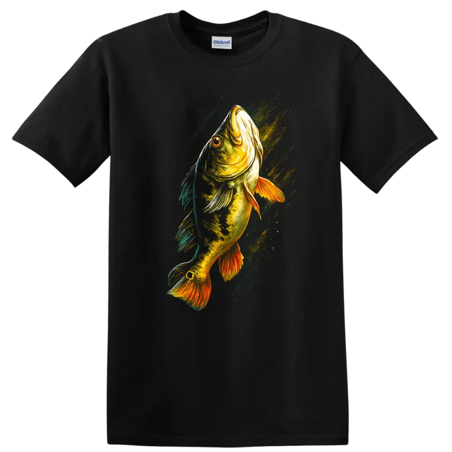 Fish Graphic T Shirt For Anglers And Fishing Lovers Cool Tee Design - 黑色的 - 查看 1