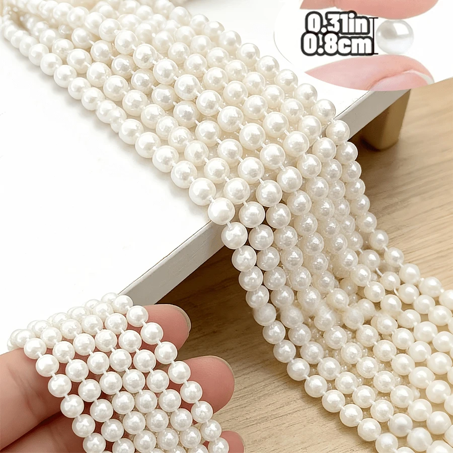 5m Multi-Function Faux Pearl Chain Beads, Suitable For Handmade, Wedding Jewelry, Home Decor, Party Decor, Valentine's Day, Thanksgiving Decor, Wedding Decor