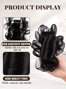 topshiny 1pc Fluffy Messy Bun Hair Extension With Claw Clip, Butterfly Mesh Bun Hair Piece, Voluminous Low Bun Updo Wig For Women - Multicolor - View 4
