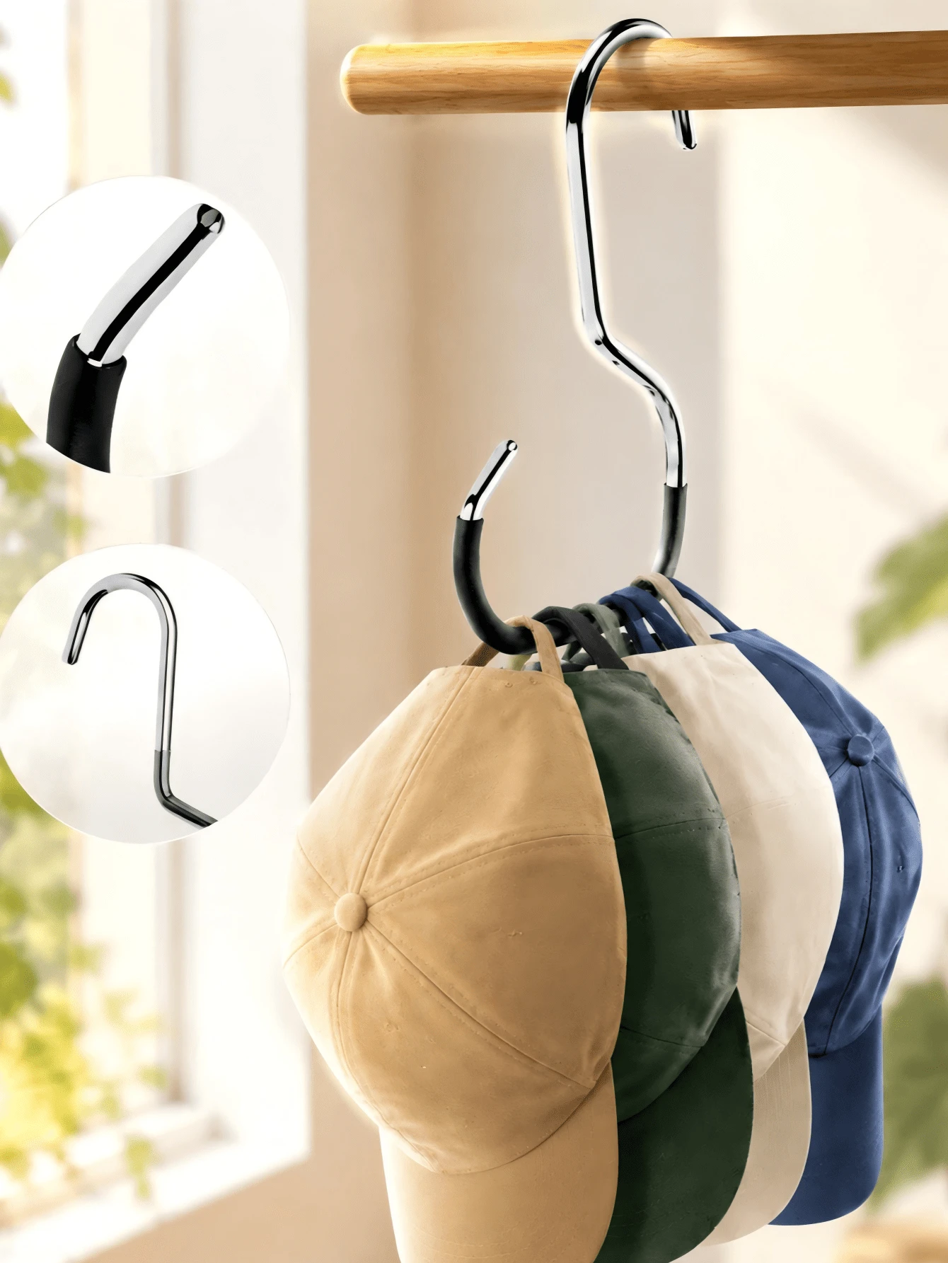 1 pieza/2 piezas Perchero para sombreros de color aleatorio, Perchero para sombreros de armario/clóset, Perchero multifuncional para sombreros, Adecuado para verano y viajes, Decoración del hogar, Soporte colgante para sombreros de armario/clóset, Accesorios de baño, Perchero multifuncional para sombreros - Negro - Ver 1