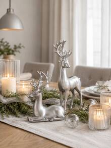 1pc Christmas Reindeer Decorative Figurine, Standing And Lying Deer Desktop Decor, Elegant Holiday Ornament, Suitable For Fireplace Mantel, Fireplace, Shelf, Living Room, Entryway, Office, Winter Christmas Home Decor - 1PC - View 4