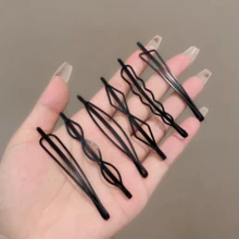 6/12pcs Casual Versatile Minimalist Black Hair Clips - Multicolor - View 2