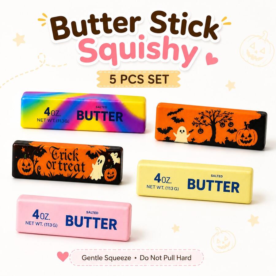 Realistic Colorful Rectangular Butter Stick Squeeze Toy, Rainbow Multi-Color Set Slow Rebound Sensory Stress Relief Toy, Funny Prank Gift, Perfect Gift For Holidays, Birthdays, Christmas And Parties.
