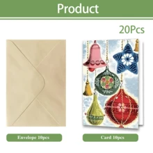 20Pcs Holiday Christmas Thank You Card Set With Envelopes And Blank Note Cards, Perfect For Holiday Parties, Featuring Vintage Santa Claus And Charming Forest Animal Designs - Multicolor - View 8