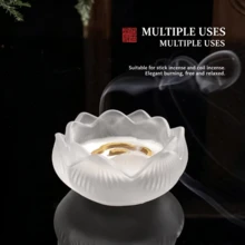 1 pieza Bandeja de fragancia de cristal con loto creativo para insertar fragancia, quemador de incienso de agarwood para ceremonia del té, adorno Zen para decoración del hogar, yoga y SPA, soporte para varillas de incienso, quemador de incienso único - Loto - Ver 3