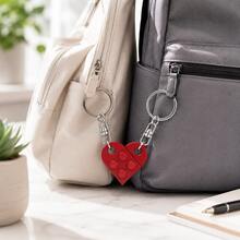 2pcs Heart Puzzle Keychain Set, Creative Couple Matching Keyring, Red Heart Puzzle Pendant Bag Charm - A - View 5