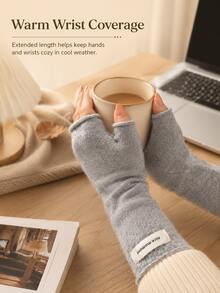 Women's Fingerless Gloves, Thick Warm Wrist Guards, Soft Elastic Fabric, Suitable For Driving, Office And Outdoor Activities, Ideal Gift For Autumn/Winter, Portable Warmth Essential - Multicolor - View 2