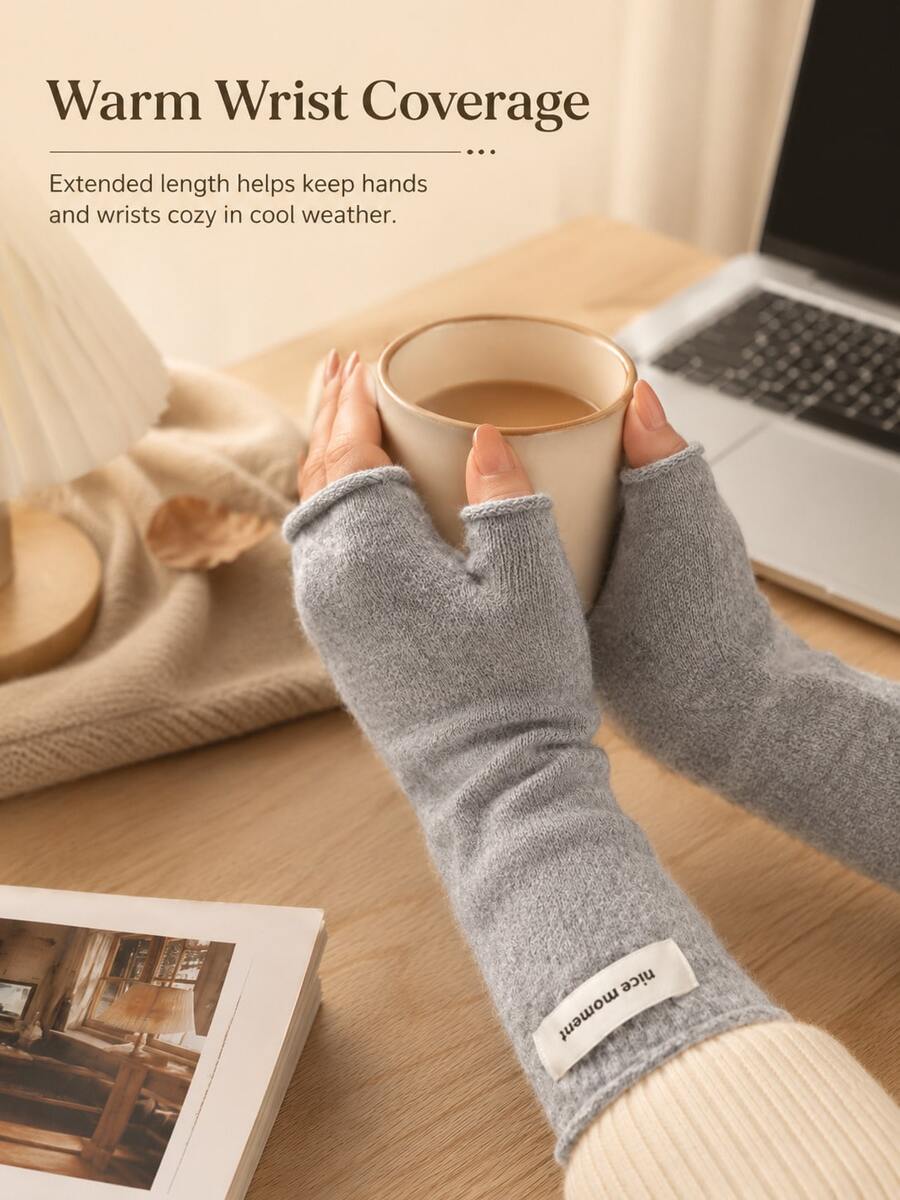 Women's Fingerless Gloves, Thick Warm Wrist Guards, Soft Elastic Fabric, Suitable For Driving, Office And Outdoor Activities, Ideal Gift For Autumn/Winter, Portable Warmth Essential