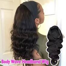 Uveous 24 Inch 200% Density Body Wave Headband Human Hair Wig Machine Made Human Hair Wig Ready To Wear Headband Body Wave Remy Human Hair Wigs For Women - Natural Black - View 32