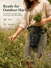 Vintage PU Leather Gardening Tool Belt, Multi-Pocket Tool Storage Bag With Adjustable Waist Strap, Portable Gardening Tool Organizer, Suitable For Gardeners, Florists And DIY Users, Pruning, Planting, Harvesting, Floral Arrangement, Yard Work, Waist Tool Pouch Holster - Multicolor - View 5