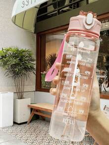 1pc 750/2000ml Large Capacity Black PC Water Bottle, Portable Straw Cup For Sports And Fitness, Suitable For Home And Outdoor Travel - Multicolor - View 7