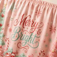 Merry & Bright Christmas Tablecloth, Macaron Candy Color Polyester Fabric, Printed With Gingerbread Man, Christmas Tree, Snowflake And Candy Cane 2D Patterns, Suitable For Holiday Parties, Family Dinners And Home Decor - A - View 8