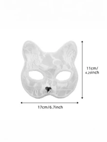 Halloween Role Play Fox Mask, Carnival Lace Half Face Cat Masquerade Mask, Halloween Party Photo Prop - A - View 6