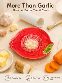 1/3pcs Garden Theme Ceramic Garlic Grinding Plate Set, Garlic Grinder And Ginger Grinder, Dip Plate With Silicone Garlic Peeler And Cleaning Brush, Multi-Functional Kitchen Tool Suitable For Garlic, Ginger, Carrot, Yam, Butter, Housewarming Gift - Garden-themed Garlic Press - View 9
