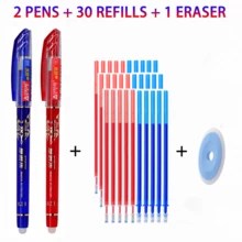 2 Packs 0.38mm Erasable Gel Pens With 30 Replacement Refills And 1 Blue Eraser, Fine Point Refillable Writing Pen Set, Black Blue Red Color Options For Students, School, Office, Notes And Planning - Multiple Styles - View 17