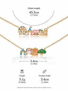 rakol 1pc Cartoon Fairy Tale Style Colorful Zirconia Castle & Tree Fun Women's Necklace - Amusement Park - View 9