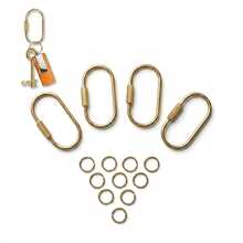 4pcs Brass Key Ring Bulk Pack, Gold Key Chain Organizer With Secure Screw Lock, Unisex Key Fob Pendant, Small Carabiner, Suitable For Wallet, Dog Leash And Pet Tags - Multicolor - View 1