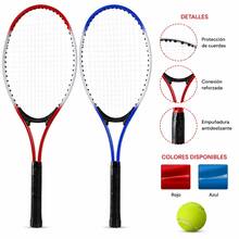 Set de 2 Raquetas de Tenis con Pelota para Adultos y Niños, Raquetas Ligeras con Mango Antideslizante, Ideal para Playa, Jardín y Entrenamiento - Multicolor - Ver 2