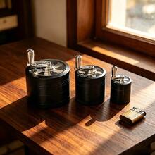 New Black Hand-Crank Manual Grinder, 40/50/63MM Three Sizes Available, 4-Layer Zinc Alloy Metal Crusher Grinding Accessory Tool! Suitable For Grinding Crusher! Multiple Sizes Available! - View 3