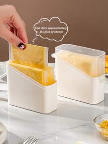 2 piezas/1 pieza Caja de almacenamiento de queso, dispensador cortador de mantequilla, caja de almacenamiento de rebanadas de queso para la puerta del refrigerador, adecuada para almacenar mantequilla, queso, rebanadas de queso y otros artículos pequeños del refrigerador, mantiene frescos los alimentos de la cocina y el comedor. - Multicolor - Ver 9