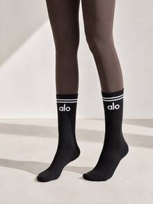 Alo Yoga Crew Throwback Sock (1 Pair) (Unisex) - 黑色(圓領) - 查看 3