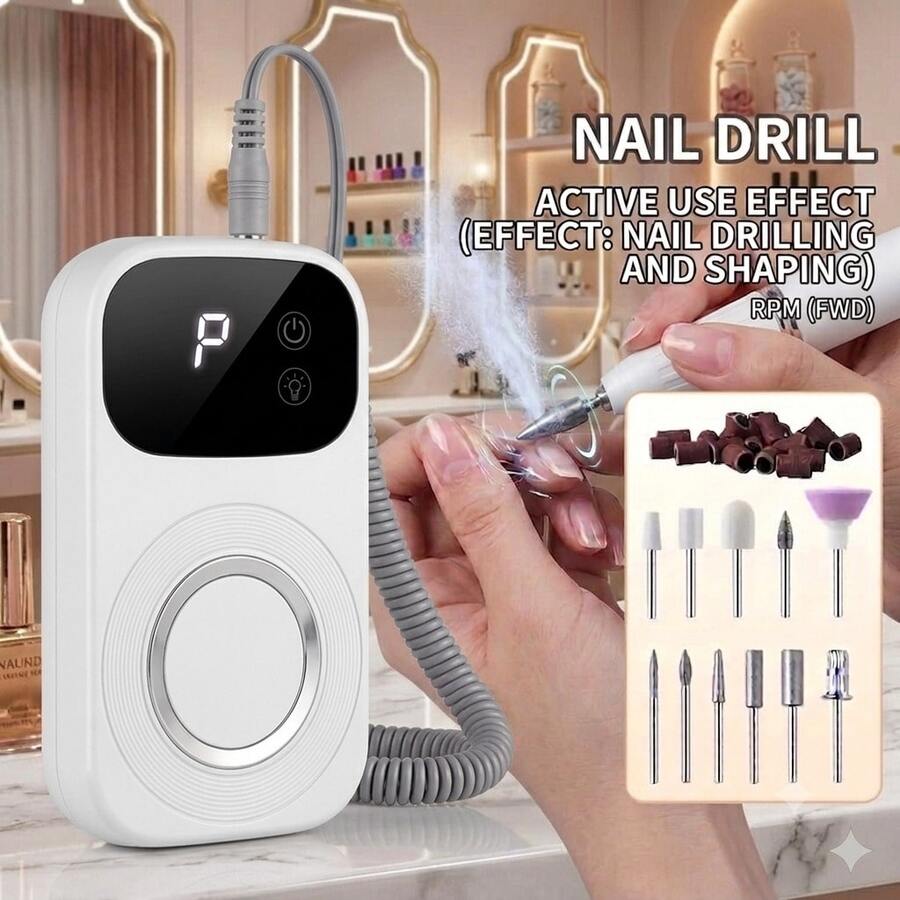 Multifunctional 2-In-1 USB Rechargeable Electric Nail File & Nail Lamp - Adjustable Speed, Portable Nail Polisher & Foot Care Tool, Includes Nail File, Suitable For Home Manicure Salon, Professional Manicure Pedicure Shaping Tool, Professional Nail Drill - Multicolor - View 1