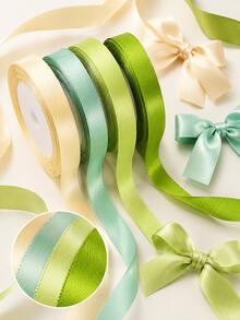 4 Rolls Sage Green Satin Ribbon, 25 Yards Per Roll, Total Length 100 Yards, Width 10mm. Ribbon Features Multiple Green Tones, Made Of Polyester Fiber, Suitable For Eid, Christmas Gift Wrapping, Wedding Decoration, DIY Crafts And More. - Green Series*4 Rolls - View 5