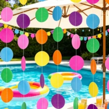 3pcs 7-Color Paper Round Dot Garland (Includes 6 Self-Adhesive Hooks), Colorful Banner Hanging Rainbow Theme Decoration, Suitable For Birthday Party, Wedding, Camping, Christmas, Various Celebrations, Party Garland (Random Color) - View 6