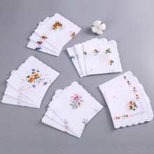 12pcs Women's Handkerchiefs, Vintage Style, 11-Inch Floral Pattern, Wavy Edge Design, Embroidered Craftsmanship, Suitable For Tea Parties, Weddings And Other Occasions. - Multicolor - View 6
