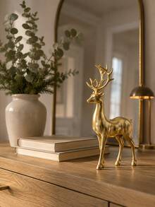 1pc Christmas Reindeer Decorative Figurine, Standing And Lying Deer Desktop Decor, Elegant Holiday Ornament, Suitable For Fireplace Mantel, Fireplace, Shelf, Living Room, Entryway, Office, Winter Christmas Home Decor - 1PC - View 2