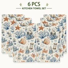 2pcs Ocean Theme Hand Towels - Modern Marine Animal Pattern, Durable Polyester Material, Machine Washable, Suitable For Bathroom And Kitchen Decor, Create Coastal Home Atmosphere | Ocean Theme Decor | - Multicolor - View 11