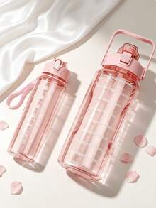 1pc 750/2000ml Large Capacity Black PC Water Bottle, Portable Straw Cup For Sports And Fitness, Suitable For Home And Outdoor Travel - Multicolor - View 2