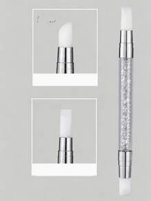 1/2pcs White Diamond Nail Art Silicone Embossing Pen, Multi-Function Dual-Head Silicone Pen, Sticker Pressing Rod, Carving Embossing Pen, Nail Art Auxiliary Tool, 5pcs/Pack Wholesale - White - View 6