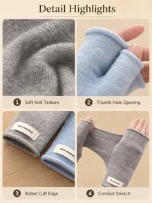 Women's Fingerless Gloves, Thick Warm Wrist Guards, Soft Elastic Fabric, Suitable For Driving, Office And Outdoor Activities, Ideal Gift For Autumn/Winter, Portable Warmth Essential - Multicolor - View 8