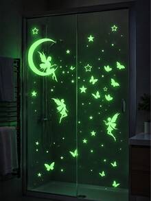 1 Set Pink Star Girl Butterfly Glow-In-The-Dark Butterfly Wall Stickers, Suitable For Living Room, Bedroom And Children's Room Home Decor. Removable Semi-Matte Self-Adhesive Stickers, Fit For Living Room, Bedroom And Children's Room. Home Decor Stickers, Wall Decals, Vinyl Stickers, Spring Decor To Add Vitality To Home. Rama Decor Sticker Gift, Ideal For Birthday Or Graduation Gift. - A - View 6