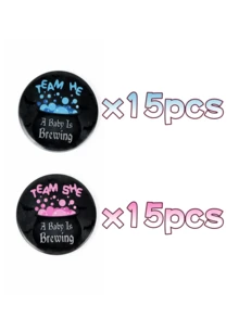 30pcs Gender Reveal Boy Girl Team Brooches, Halloween Button, Gender Reveal Pins, Ghost Pins, Baby Shower Badges, Halloween Decorations, Halloween Party Supplies, Baby Shower Supplies, Suitable For Gender Reveal Party Games And Baby Shower Decorations, Boy Girl Team Brooches - Multicolor - View 10