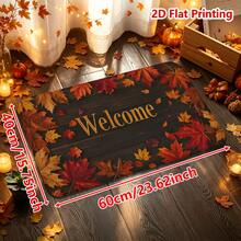 1/2pcs Autumn Maple Leaf Welcome Door Mat, Flannel Soft Absorbent Non-Slip Machine Washable Multi-Functional Home Entrance Rug, Suitable For Kitchen, Bathroom, Entryway, Thanksgiving Decor, Yard, Living Room, Bedroom, Laundry Room - Multicolor - View 16