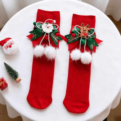 Christmas Socks For Women Cute Holiday Socks Fashion Crew Socks With Bows