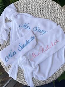 Beach Skirt Cover Up Sarong, Customized Name Transparent Beach Apron, Bridal Swimsuit Cover Up, Bridal Swimwear Cover Up, Suitable For Bachelorette Party, Honeymoon, Tropical Vacation - Multicolor - View 8