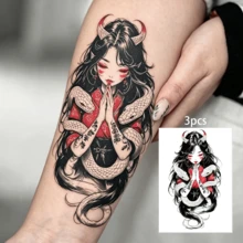 Colorful Japanese Snake Pattern Temporary Waterproof Tattoo Stickers, Suitable For Chest, Back, Arms, Legs, Unisex, Perfect For Travel, Party, Festival And Other Occasions, Lasts 2-5 Days - Multicolor - View 6