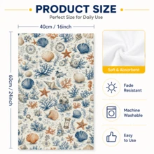 2pcs Ocean Theme Hand Towels - Modern Marine Animal Pattern, Durable Polyester Material, Machine Washable, Suitable For Bathroom And Kitchen Decor, Create Coastal Home Atmosphere | Ocean Theme Decor | - Multicolor - View 4