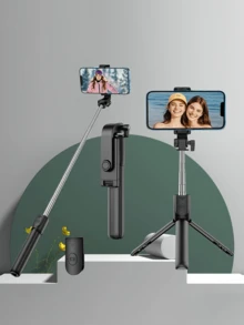 1件可伸縮自拍棒附手機支架，附無線遙控三腳架，360°旋轉，相容 iPhone 與 Android 智慧型手機，適合夏季假期、旅行、戶外活動、直播、穩定錄影，冬季假期、補光、Vlog 設備 - A款 - 查看 16